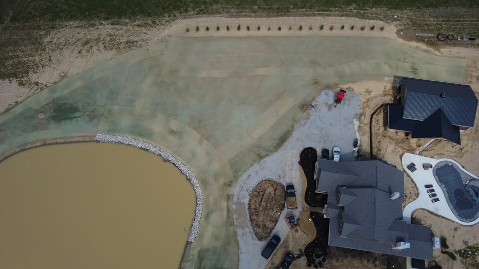 Pond-Edge Site Work (Aerial)